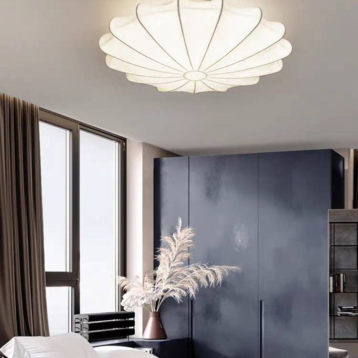 Ritta Ronde Moderne LED Plafonnier Blanc Tissu Salon Chambre à coucher - Neutralighting