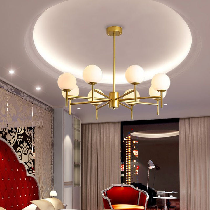 Valentina Bulle Moderne LED Lustre Noir/Doré Métal/Verre Chambre à Coucher - Neutralighting