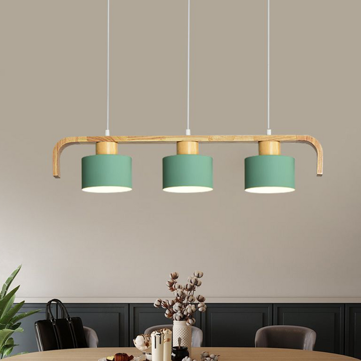 Valentina Moderne Luminaires Suspensions Cylindre Nordique Bambou Blanc/Vert/Gris Chambre à Coucher - Neutralighting
