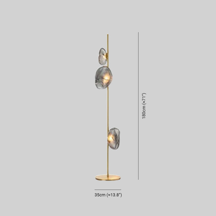 Avi Design Lampadaire Fleur Nordique Métal/Verre Noir/Or/Gris Chambre/Salon - Neutralighting