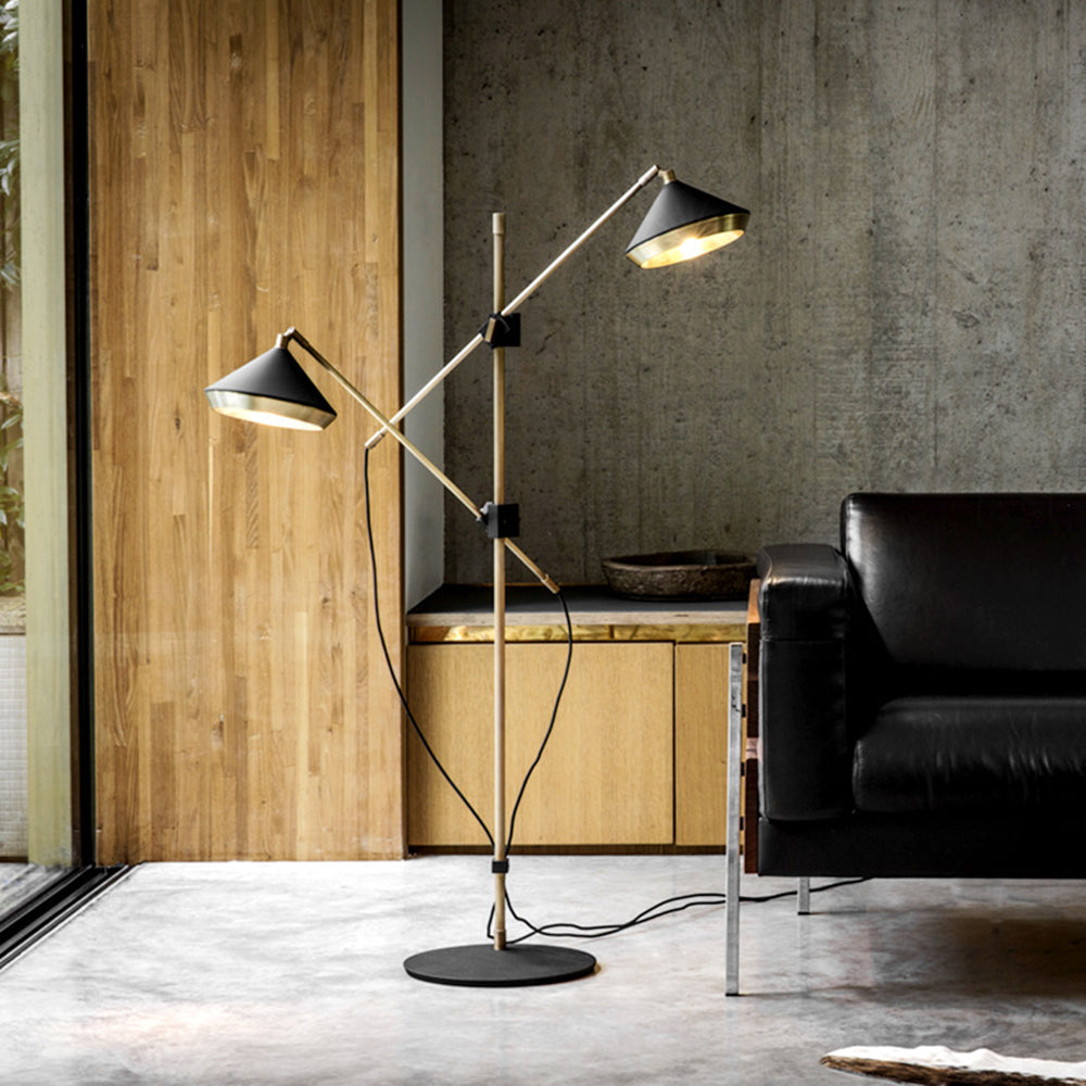 Arisha Design Lampadaire Dôme Vintage Métal Noir/Laiton Salon/Chambre - Neutralighting
