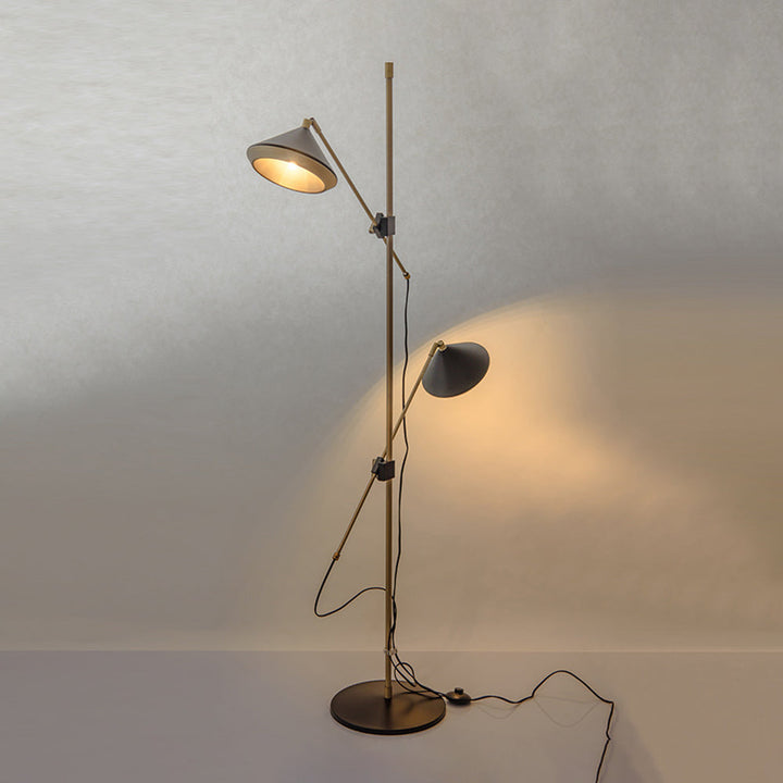 Arisha Design Lampadaire Dôme Vintage Métal Noir/Laiton Salon/Chambre - Neutralighting