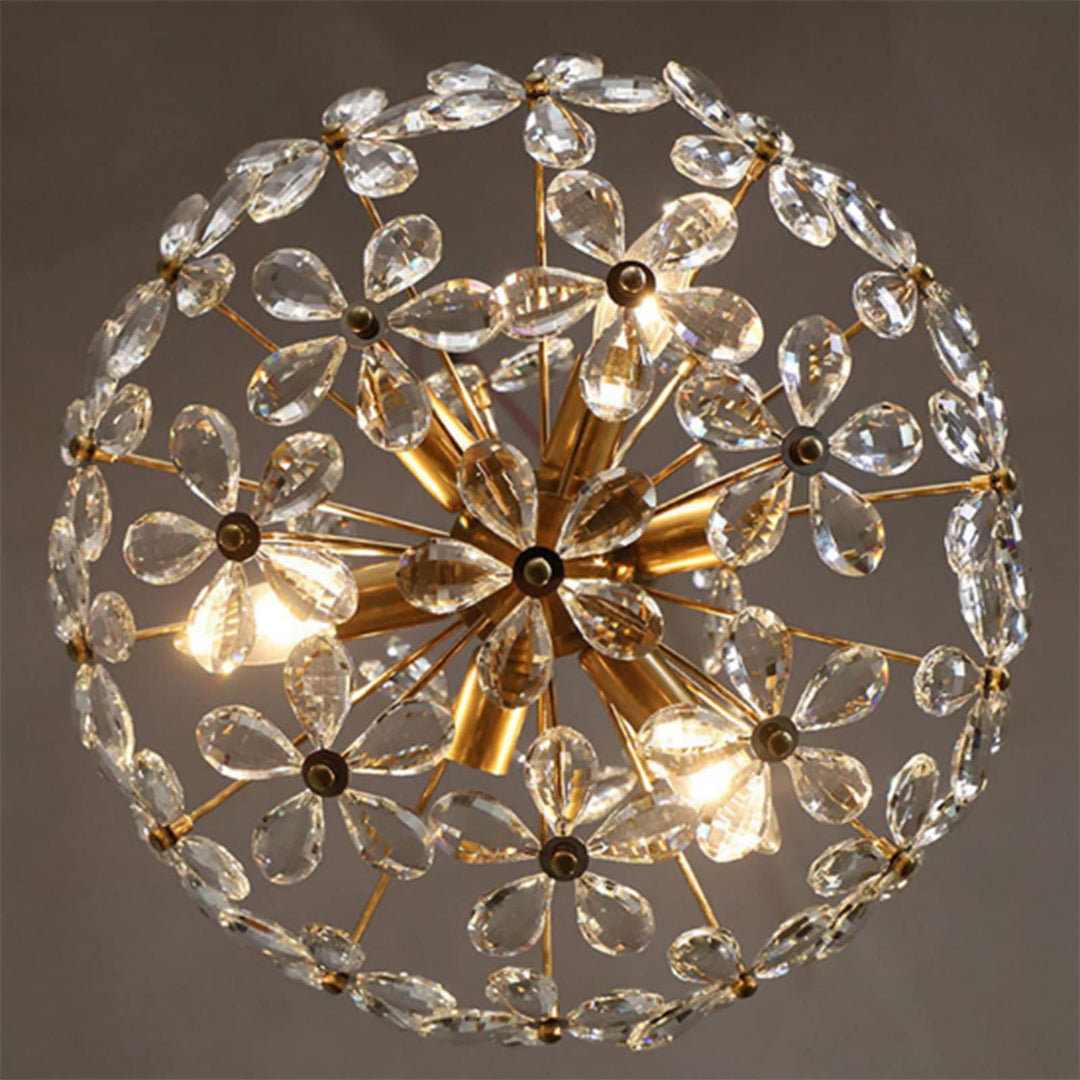 Ray Rétro Vintage Or Fleur Cristal Suspension Chambre À Coucher - Neutralighting