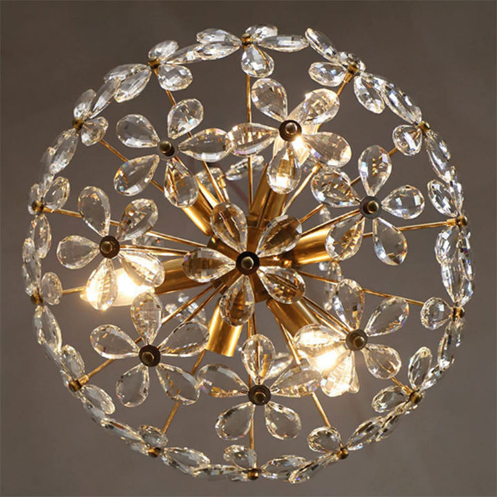 Ray Rétro Vintage Or Fleur Cristal Suspension Chambre À Coucher - Neutralighting