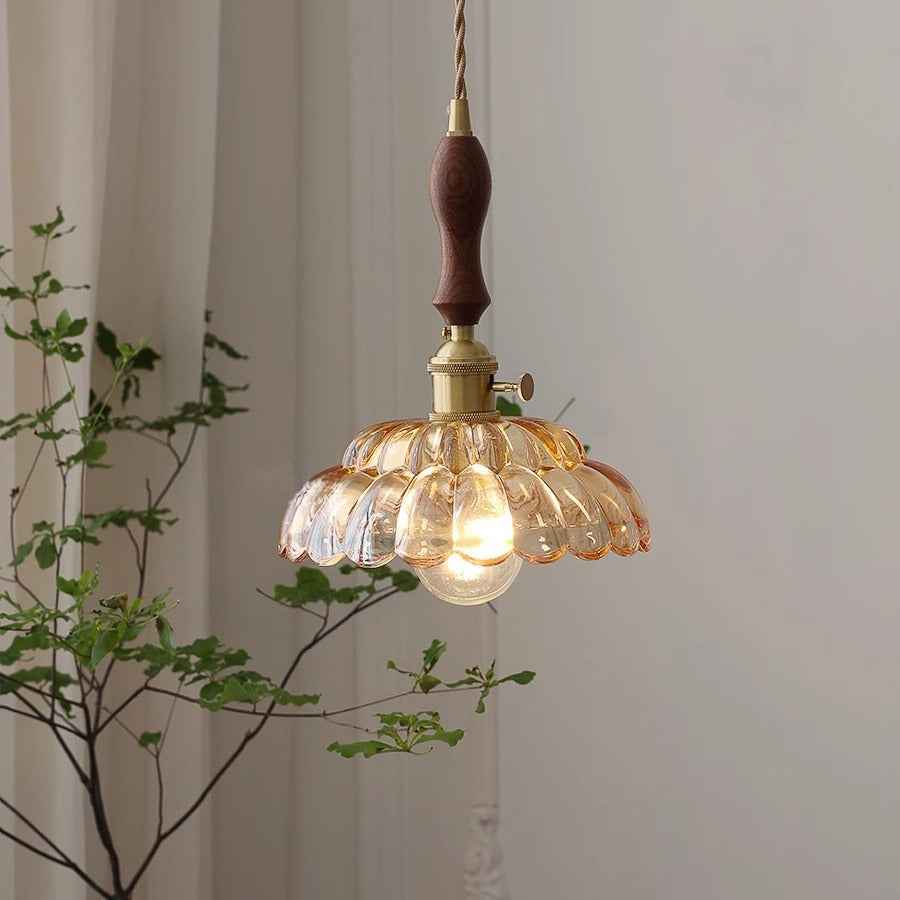 Valentina Moderne LED Suspension Bois Métal/Verre Chambre À Coucher - Neutralighting