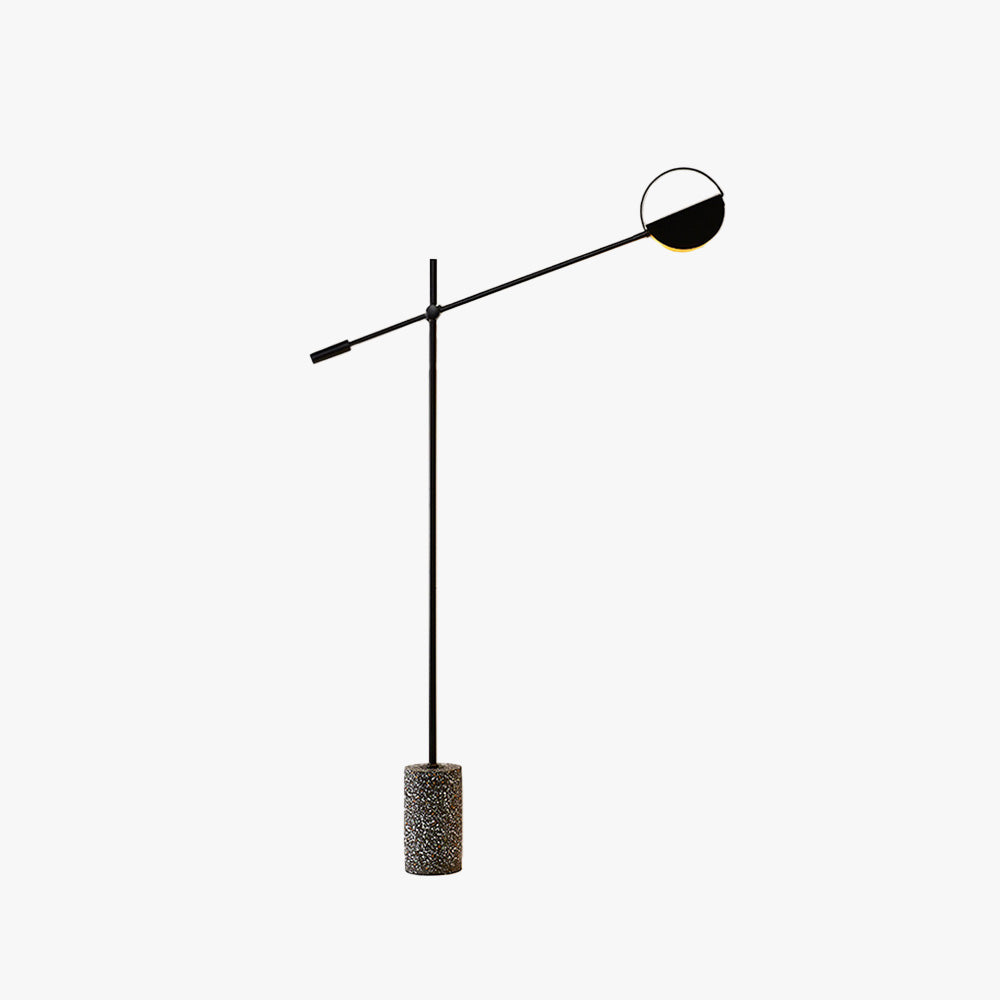 Mira Lampadaire Linéaire/Hémicycle Minimaliste Métal/Terrazzo Noir/Doré Salon - Neutralighting