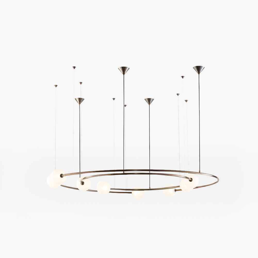 Valentina Suspension Anneau Moderne, Métal/Verre, Noir/Doré, Salon - Neutralighting