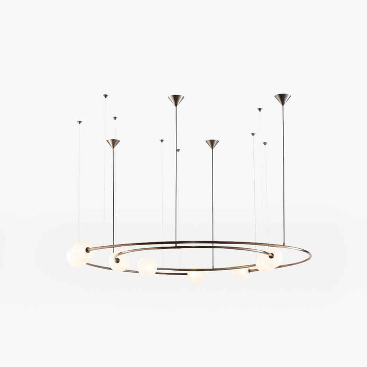 Valentina Suspension Anneau Moderne, Métal/Verre, Noir/Doré, Salon - Neutralighting