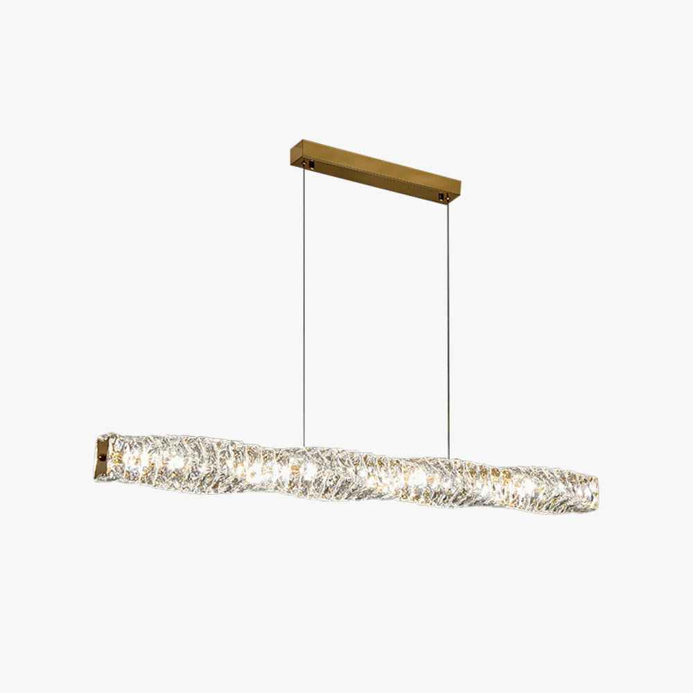 Kristy Suspension Linéaire Simple, Acier/Cristal, Or/Argent, Bar/Cuisine - Neutralighting