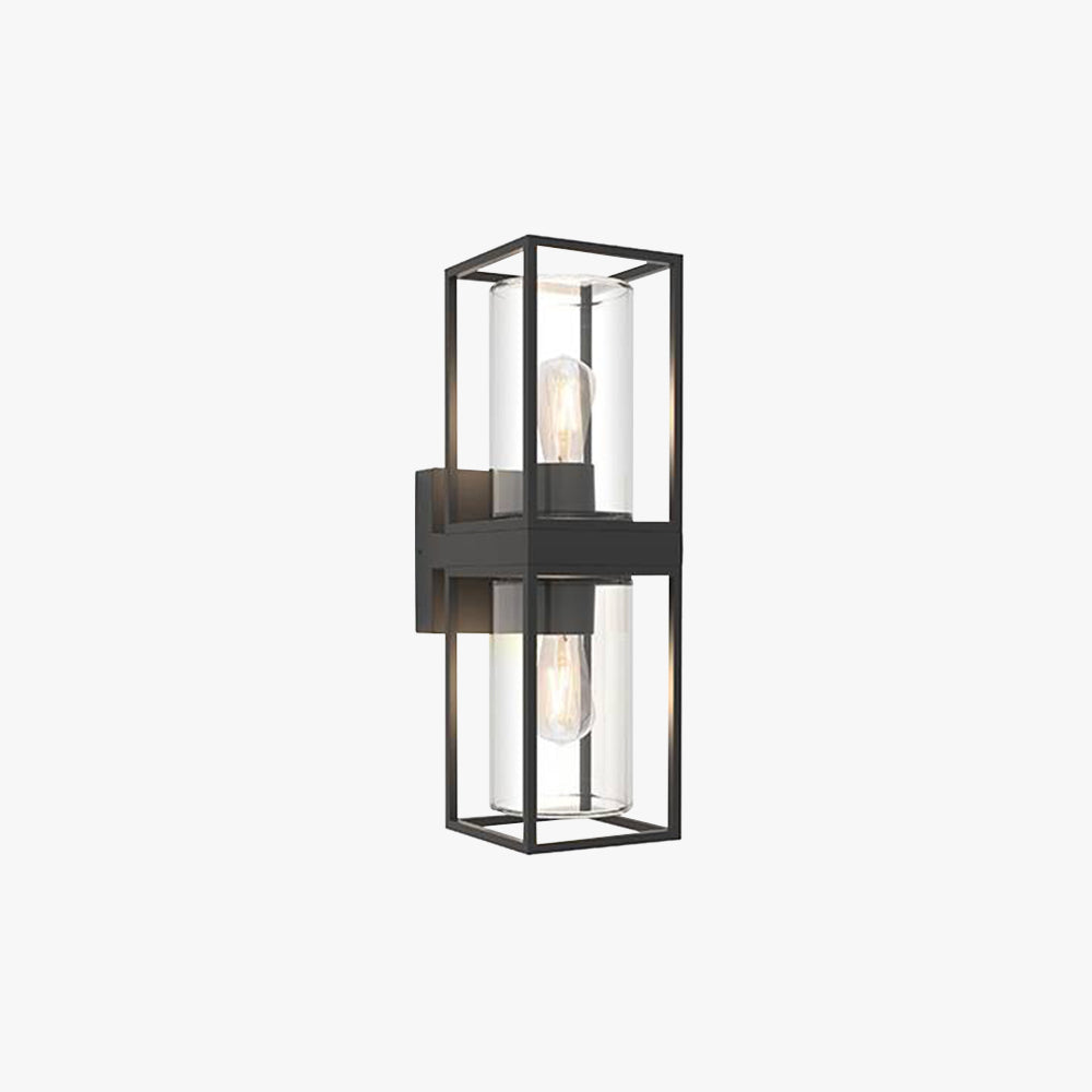 Silva Applique Murale Rectangulaire Vintage, Métal/Verre, Noir, Jardin - Neutralighting
