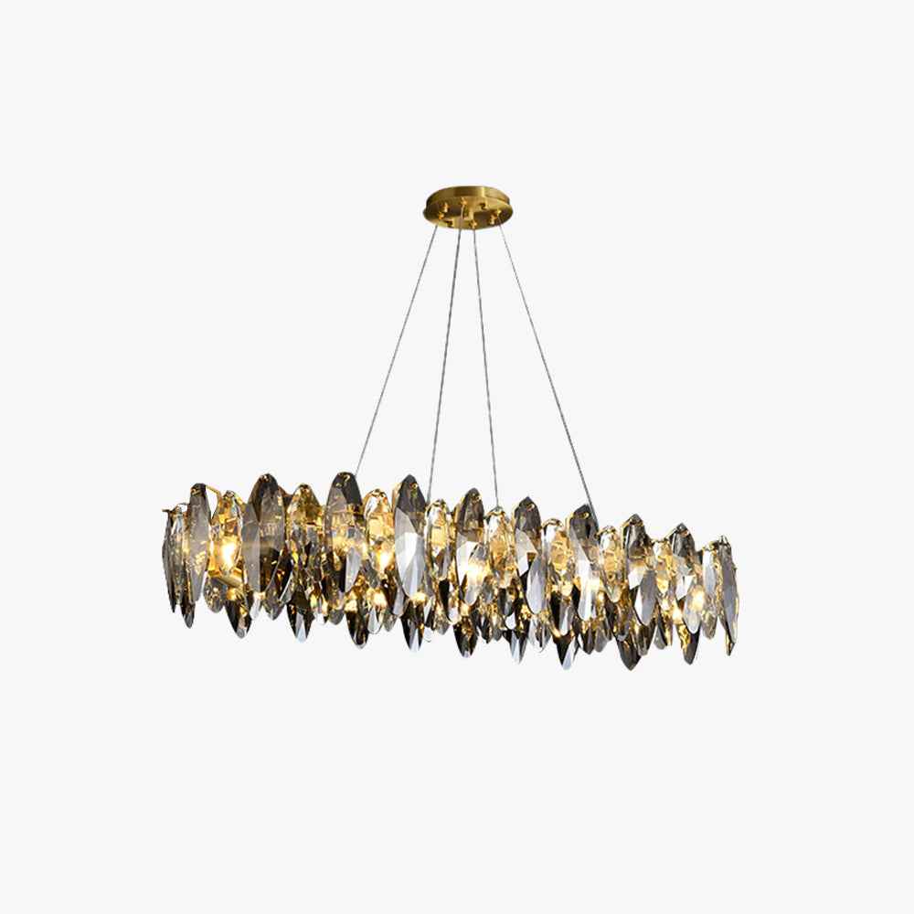 Kristy Suspension Anneau Contemporaine, Métal/Cristal, Noir/Or, Chambre à Coucher/Salle à Manger - Neutralighting