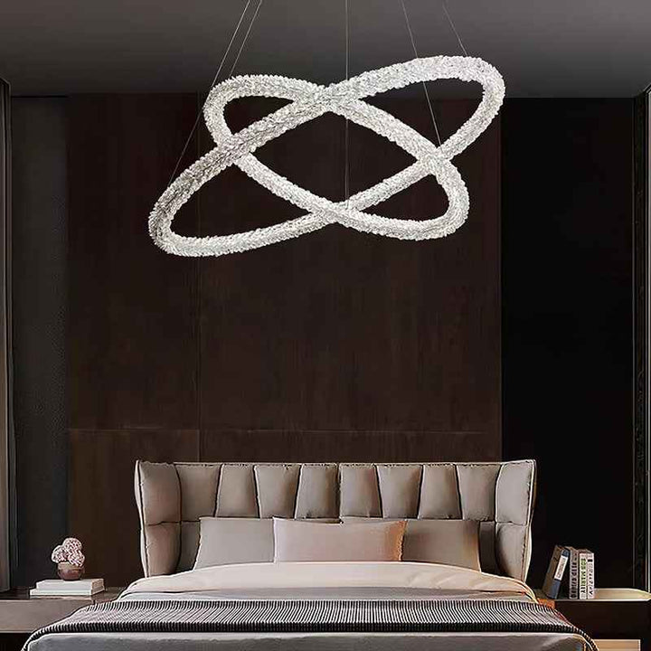 Kristy Suspension Anneau Minimaliste, Metal/Cristal, Blanc, Chambre - Neutralighting