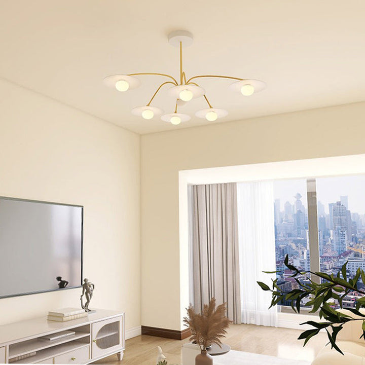 Arisha Suspension Fleur Art Déco, Métal/Verre, Blanc, Salon - Neutralighting