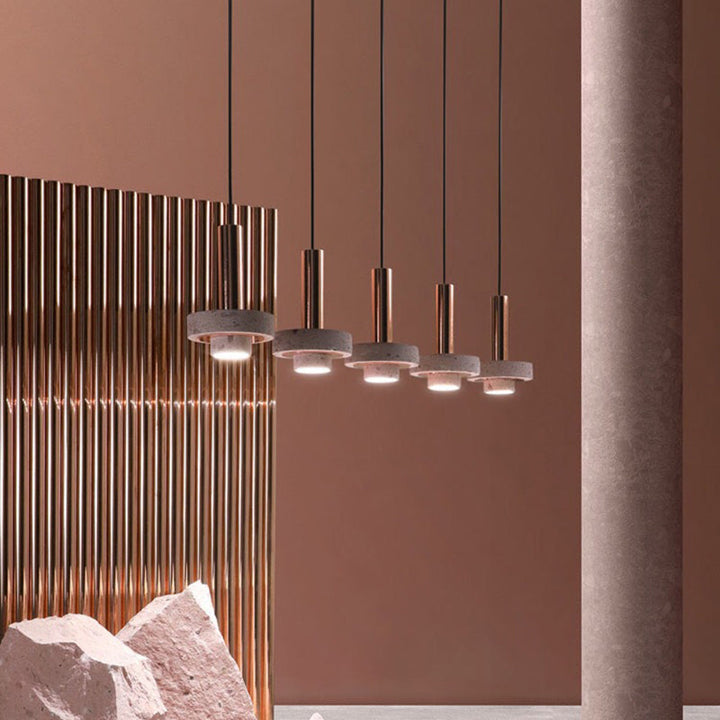 Aelith Suspension Cylindre Moderne Métal/Pierre Salle à Manger - Neutralighting