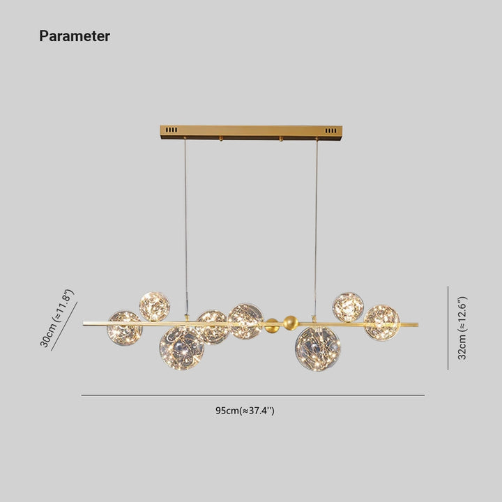 Valentina Suspension Boule Moderne, Métal/Verre, Doré/Noir, Salon - Neutralighting