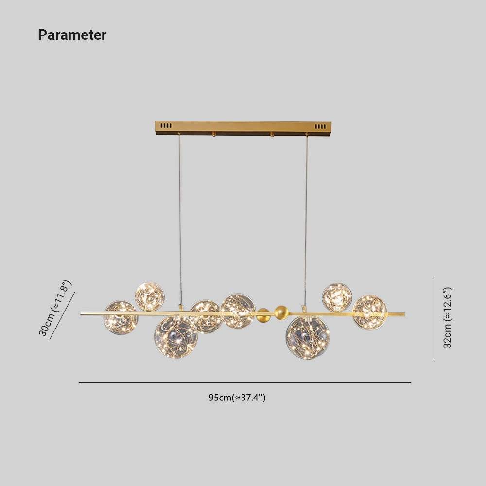 Valentina Suspension Boule Moderne, Métal/Verre, Doré/Noir, Salon - Neutralighting