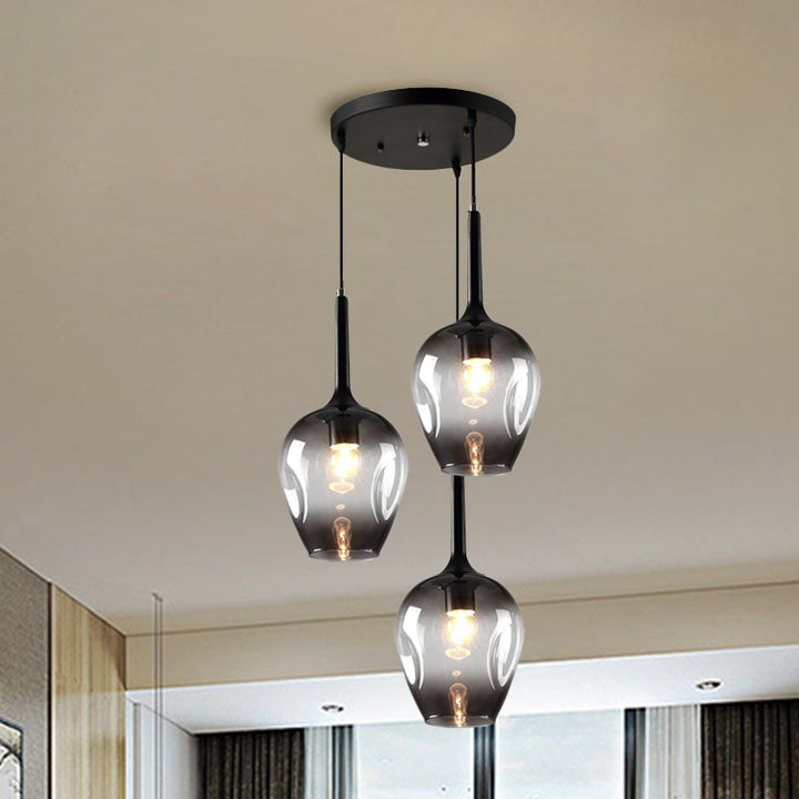 Valentina LED Suspension Bleu Gris Verre Salle à Manger Chambre à coucher - Neutralighting