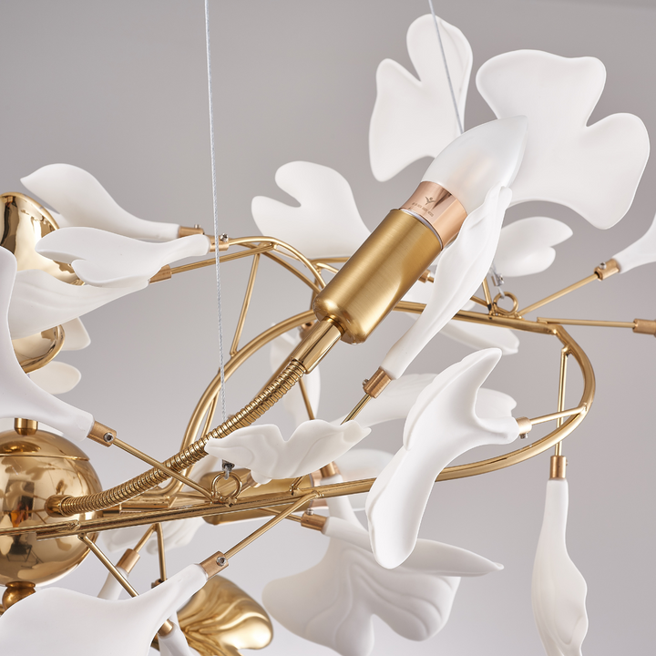 Davor Lustre Suspension Feuille Artistic Design. Métal/Céramique. Blanc. Salon - Neutralighting