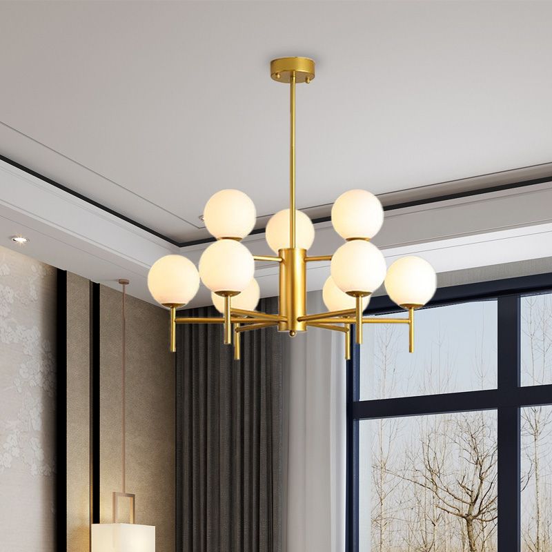 Valentina Bulle Moderne LED Lustre Noir/Doré Métal/Verre Chambre à Coucher - Neutralighting