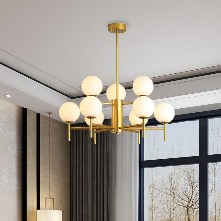 Valentina Bulle Moderne LED Lustre Noir/Doré Métal/Verre Chambre à Coucher - Neutralighting