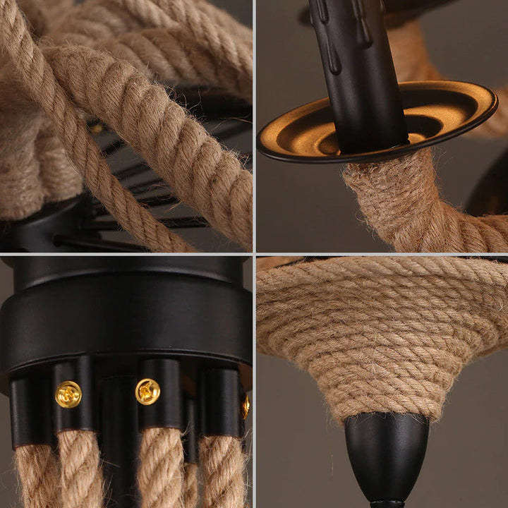 Epoch Suspension LED Vintage Métal Noir/Barre de Corde - Neutralighting