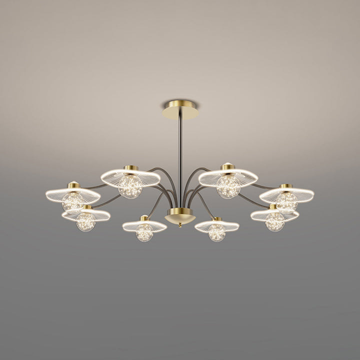 Arisha Suspension Multi Transitionnel, Métal/Acrylique/Verre, Doré, Salon/Chambre à Coucher - Neutralighting