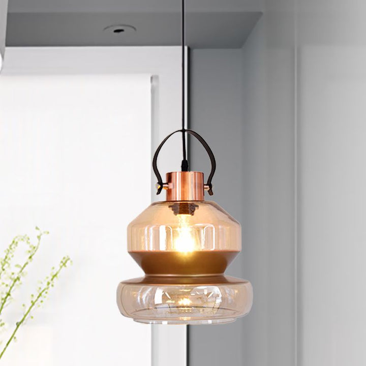Silva Moderne LED Suspension Ambre Métal Verre Salon Salle à manger - Neutralighting