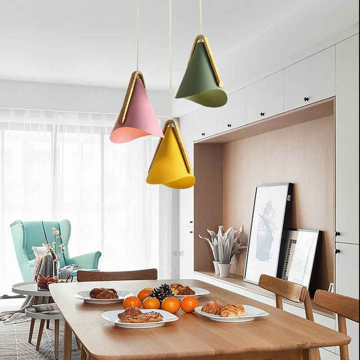 Valentina Suspension 5 Couleurs, Bois/Métal Vert/Rose Salon - Neutralighting