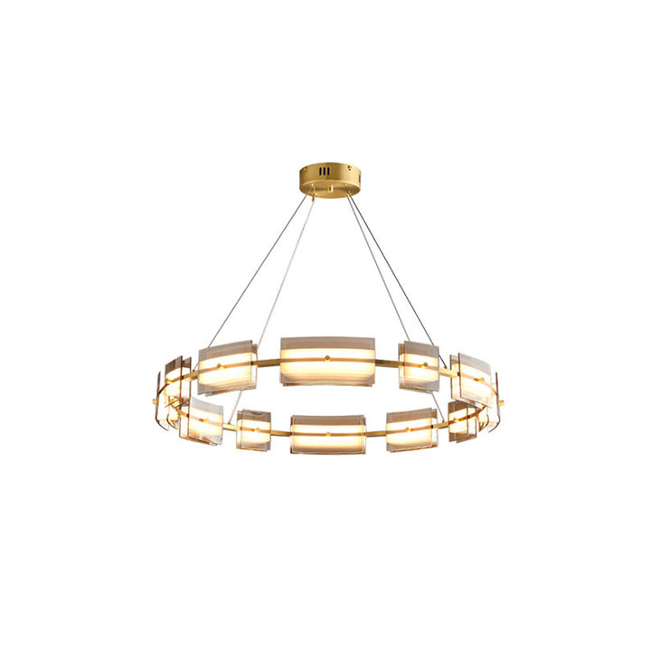Arisha Suspension Anneau Simple, Cuivre/Verre, Noir/Or, Salon/Chambre - Neutralighting