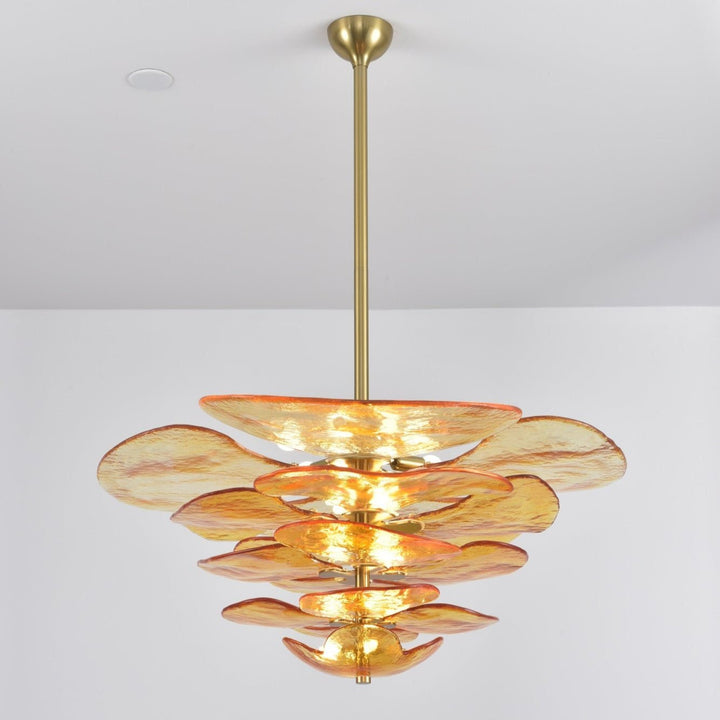 Aurora Chandelier Pétale en Verre Murano Doré Luxe - Neutralighting