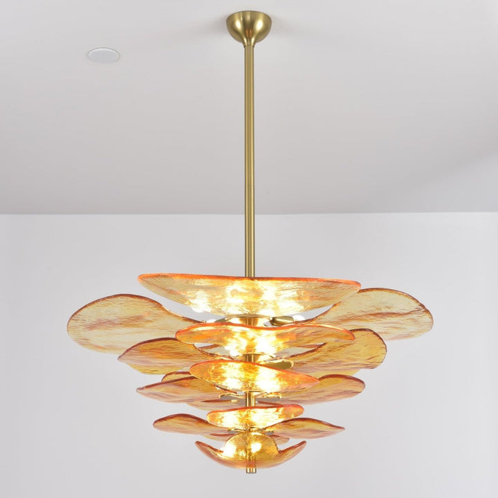 Aurora Chandelier Pétale en Verre Murano Doré Luxe - Neutralighting