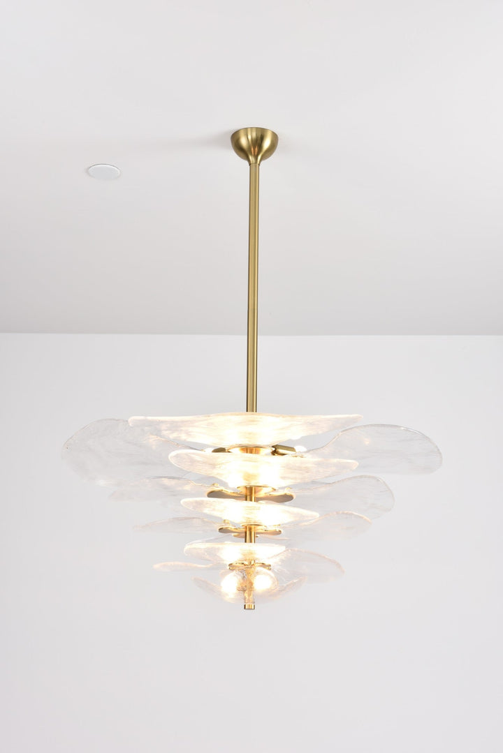 Aurora Chandelier Pétale en Verre Murano Doré Luxe - Neutralighting