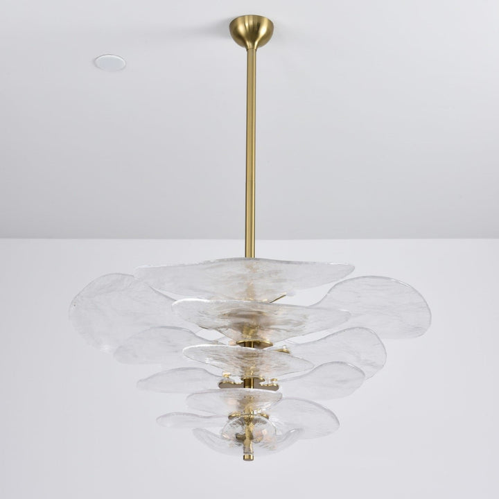 Aurora Chandelier Pétale en Verre Murano Doré Luxe - Neutralighting