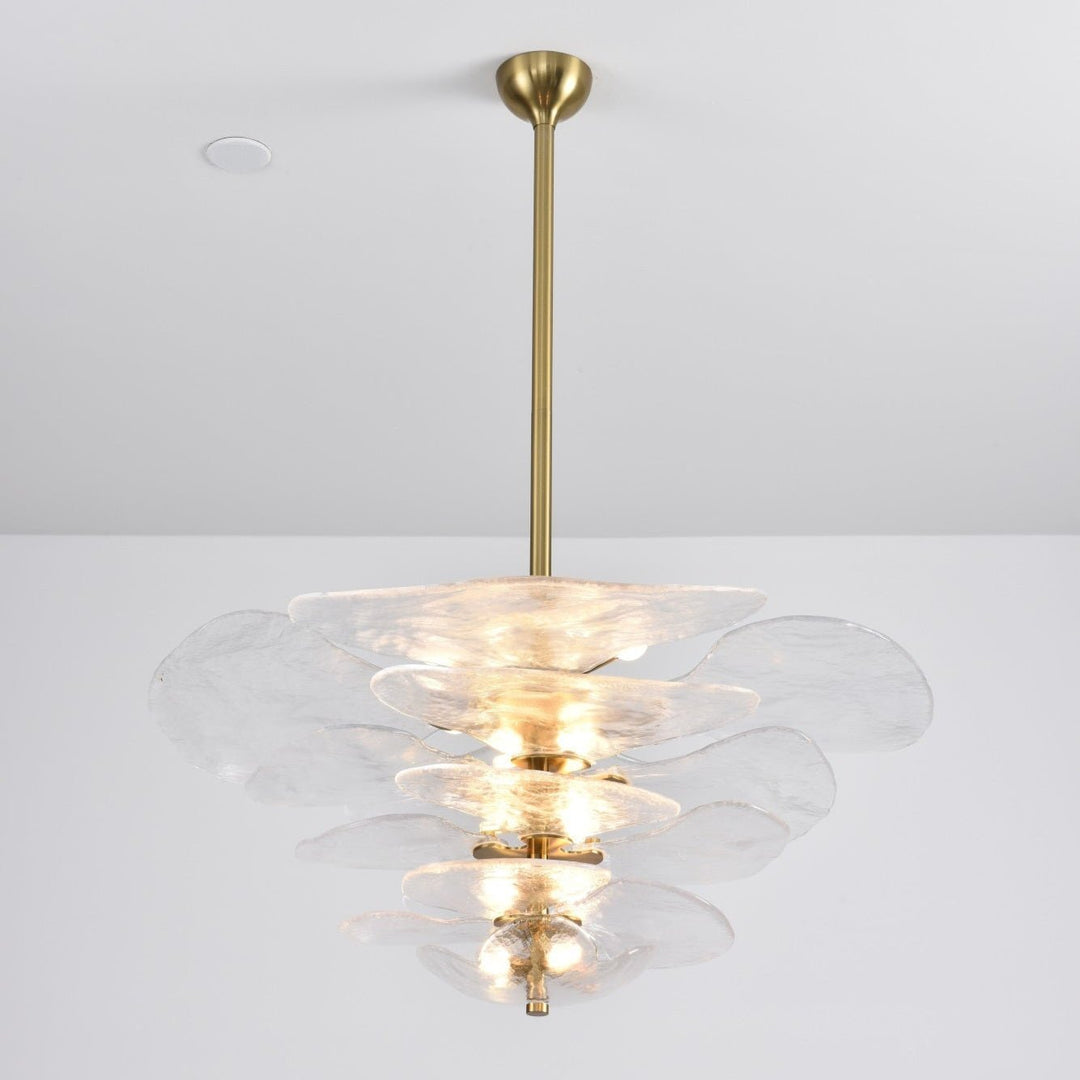 Aurora Chandelier Pétale en Verre Murano Doré Luxe - Neutralighting