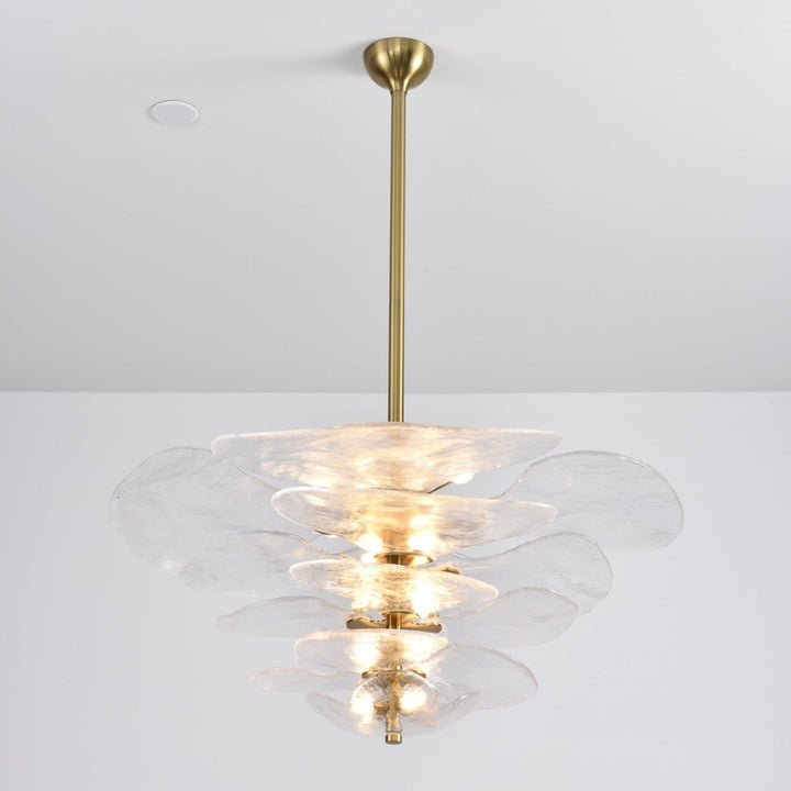 Aurora Chandelier Pétale en Verre Murano Doré Luxe - Neutralighting