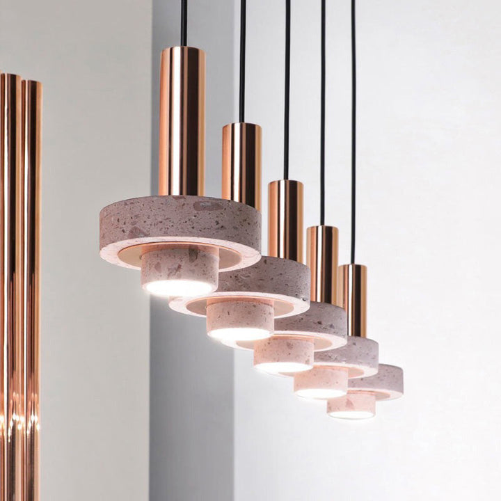 Aelith Suspension Cylindre Moderne Métal/Pierre Salle à Manger - Neutralighting