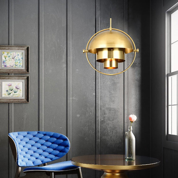 Arisha Luminaires Suspension LED Anneau Rétro Métal Chrome/Or Salon - Neutralighting