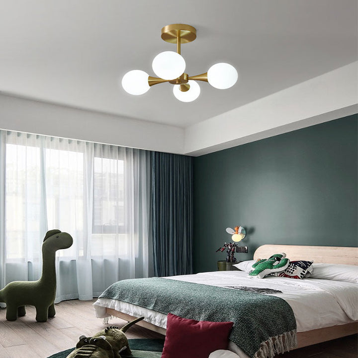 Valentina Suspension Boule Moderne, Laiton/Verre, Blanc/Claire, Salon - Neutralighting