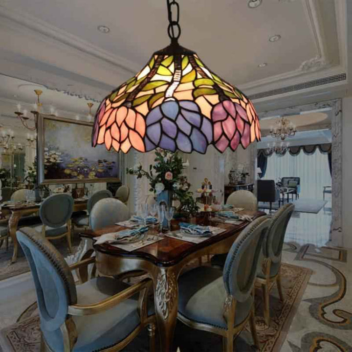 Tiffany Vintage Suspension Fleur Tachée Verre Chambre À Coucher - Neutralighting