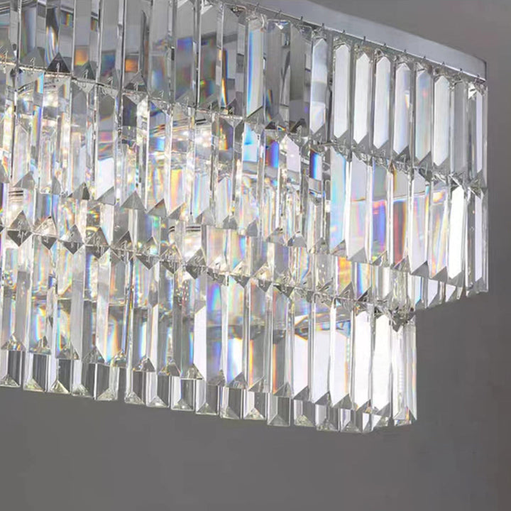 Kristy Design Luminaires Suspensions Rectangulaire Contemporain Métal/Cristal Blanc Salle à Manger/Salon - Neutralighting