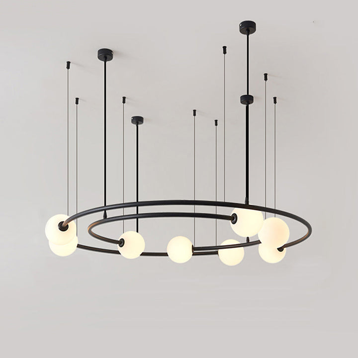 Valentina Suspension Anneau Moderne, Métal/Verre, Noir/Doré, Salon - Neutralighting