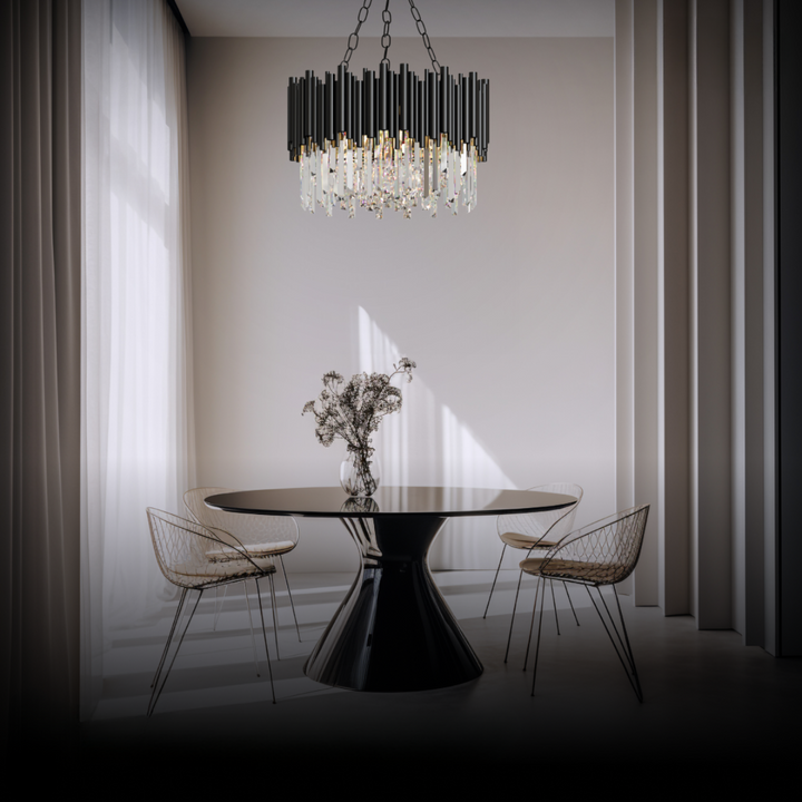 Kristy Suspension LED Industrielle Noir Cylindrique En Verre/Métal Salon - Neutralighting
