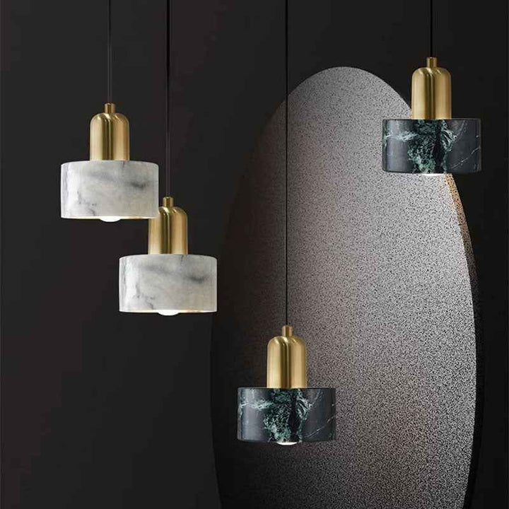 Arisha Suspension Cylindre Contemporaine, Acrylique/Metal, Blanc/Vert, Salon - Neutralighting