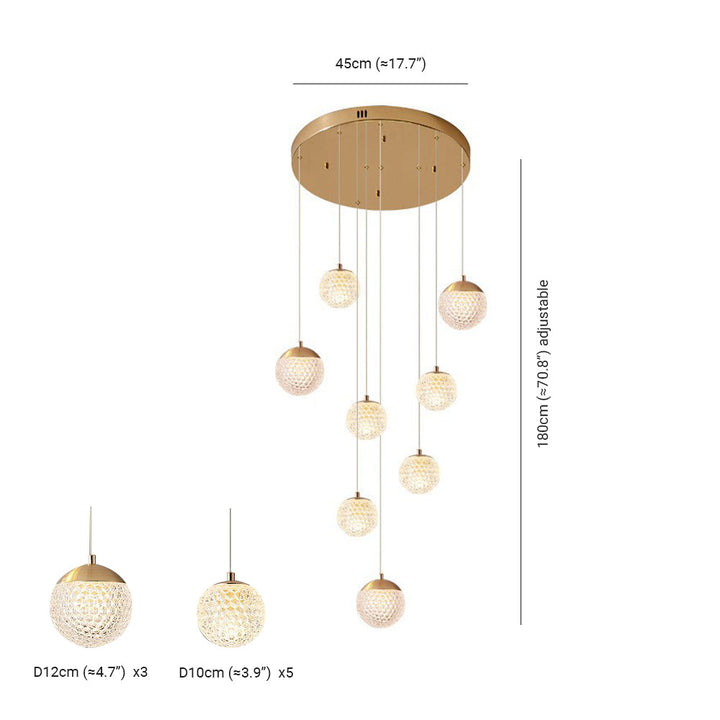 Arisha Luminaires Suspensions Multi/Bulle Moderne Métal/Acrylique Doré Chambre à Coucher - Neutralighting