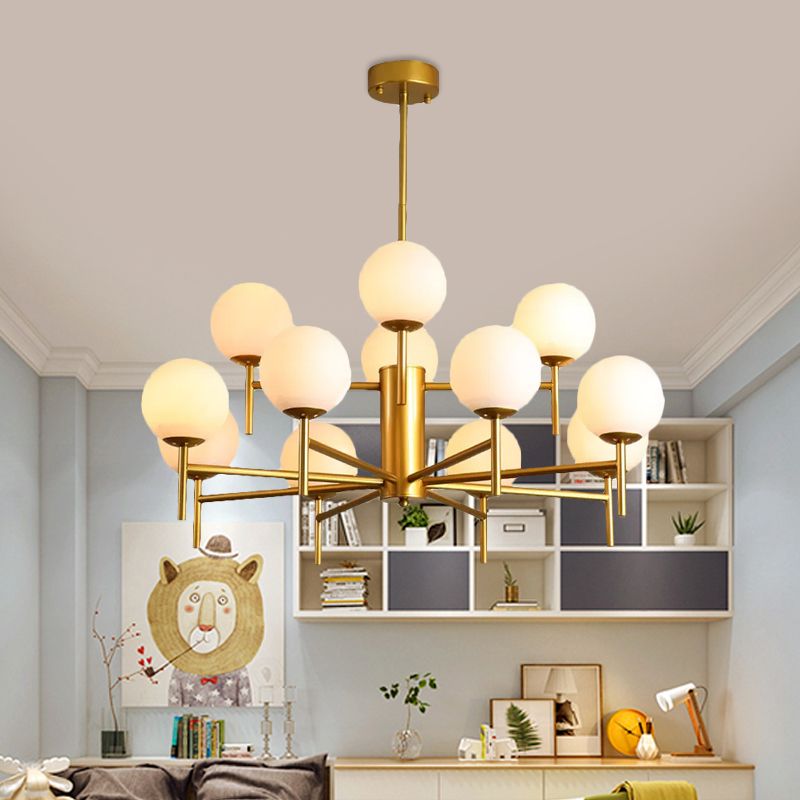Valentina Bulle Moderne LED Lustre Noir/Doré Métal/Verre Chambre à Coucher - Neutralighting