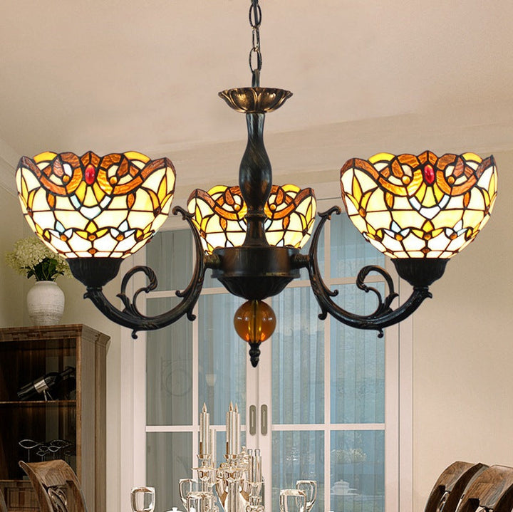 Tiffany Vintage LED Lustre Verre Salon/Chambre À Coucher - Neutralighting
