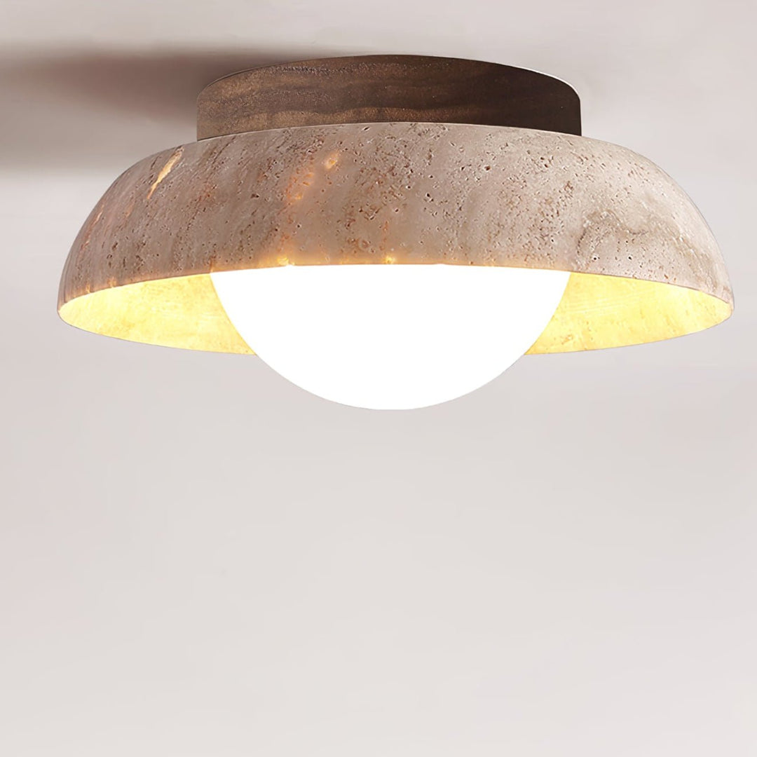 Ashaionis Lampe Plafonnier Disc-Dôme en Travertin - Neutralighting