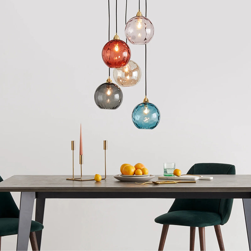 Water Ripple Suspension Boule Moderne Verre Rouge/Vert/Bleu Salon - Neutralighting