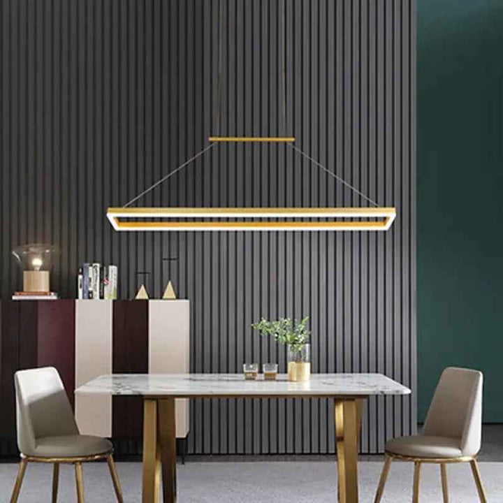 Ray Suspension Rectangulaire Contemporaine, Metal, Café/Or, Chambre - Neutralighting