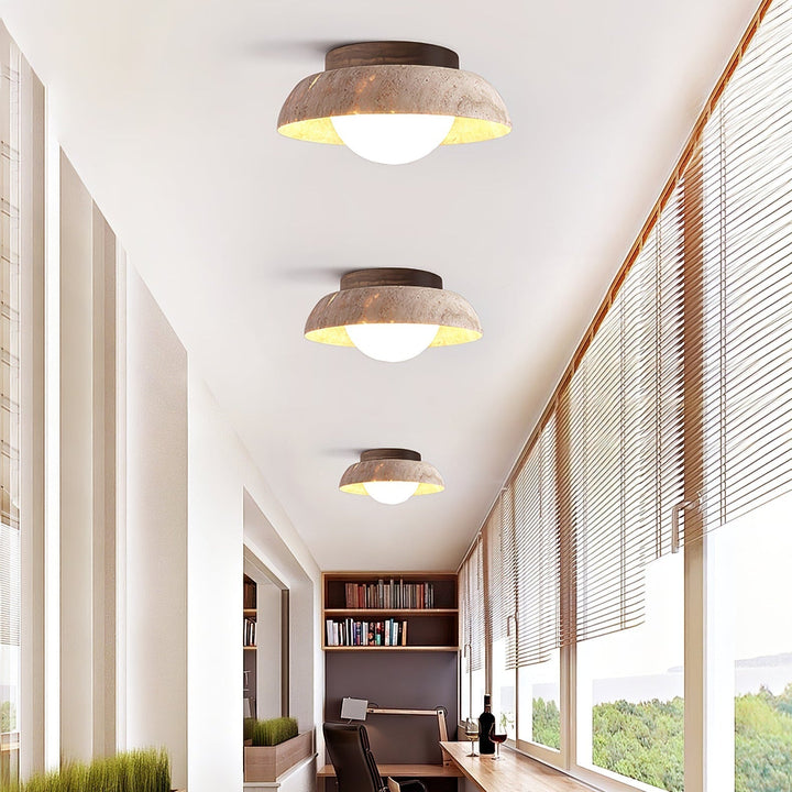 Ashaionis Lampe Plafonnier Disc-Dôme en Travertin - Neutralighting